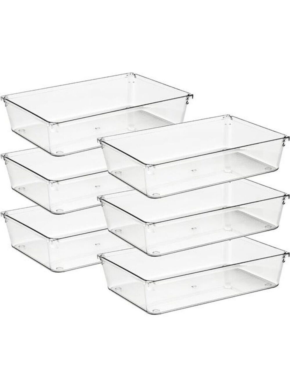 Clear Drawer Organizer Bins Set for Makeup Jewelry Office Kitchen Storage